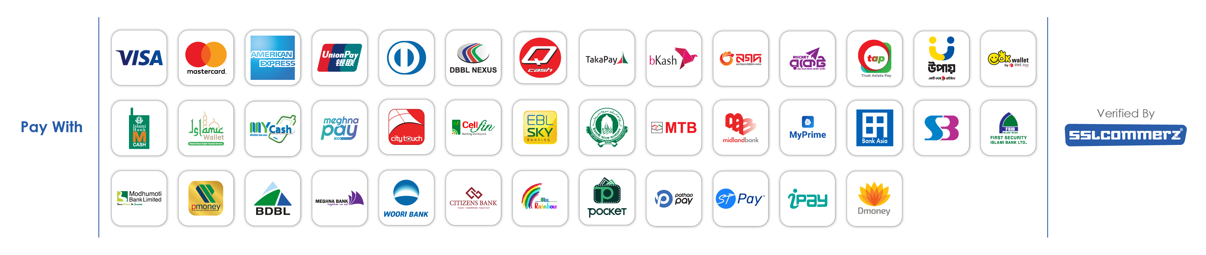 Accepted payment methods: Visa, Mastercard, bKash, Nagad, Rocket via SSLCommerz